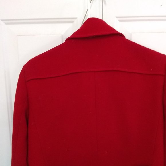 Gucci Red Dress Coat Women Gold Button Down 100% Wool Size 44 Excellent Shape - Picture 6 of 16